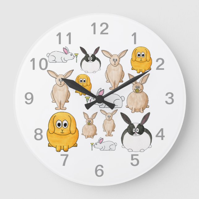 Kaninchen. Große Wanduhr (Vorderseite)