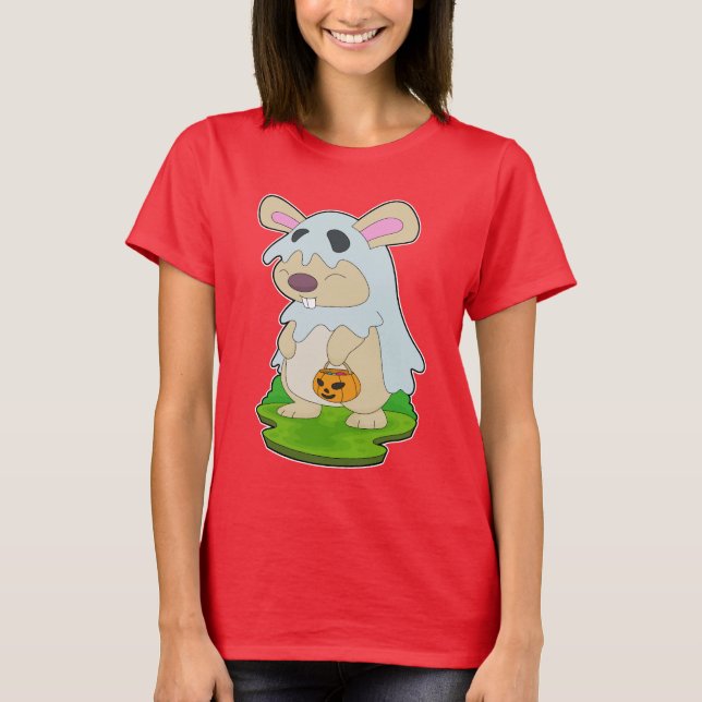 Kaninchen Halloween Ghost T-Shirt (Vorderseite)