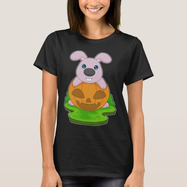 Kaninchen Halloween Pumpkin T-Shirt (Vorderseite)