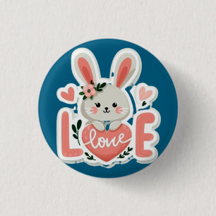 Kaninchen hält Herz Button