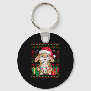 Kaninchen Häschen Weihnachtsbeleuchtung hässlicher Schlüsselanhänger