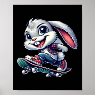 Kaninchen-Hase-Skateboardfahrer Skater Poster