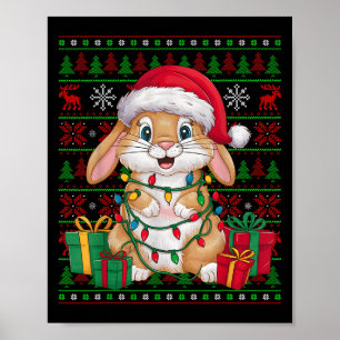 Kaninchen Hase Weihnachtsbeleuchtung hässlicher We Poster