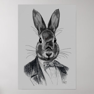 Kaninchen im Anzugs-Porträt Poster