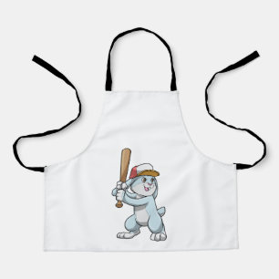 Kaninchen im Baseball mit Baseballschläger Schürze
