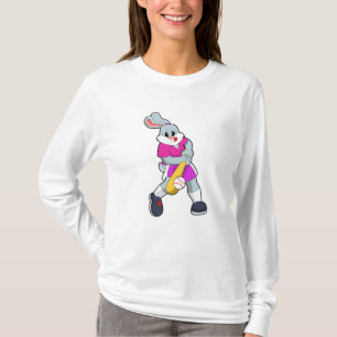 Kaninchen im Baseball mit Baseballschläger T-Shirt