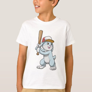Kaninchen im Baseball mit Baseballschläger T-Shirt
