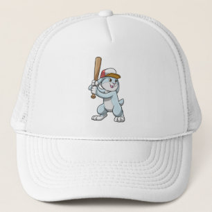 Kaninchen im Baseball mit Baseballschläger Truckerkappe