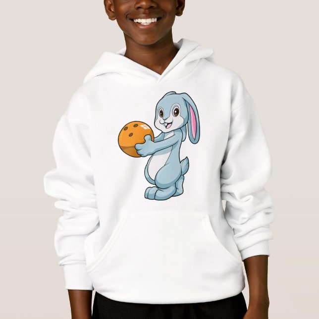 Kaninchen im Bowling mit Bowlingball Hoodie (Vorderseite)