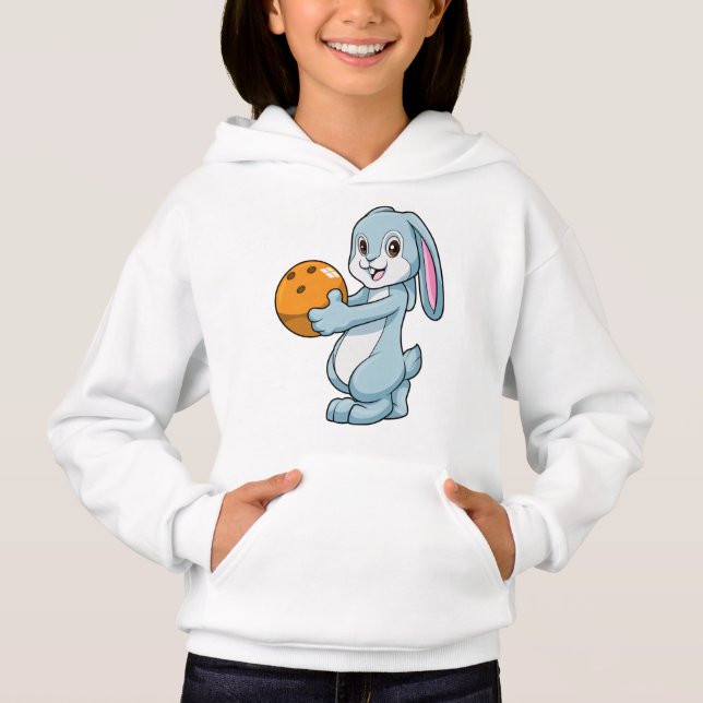 Kaninchen im Bowling mit Bowlingball Hoodie (Vorderseite)
