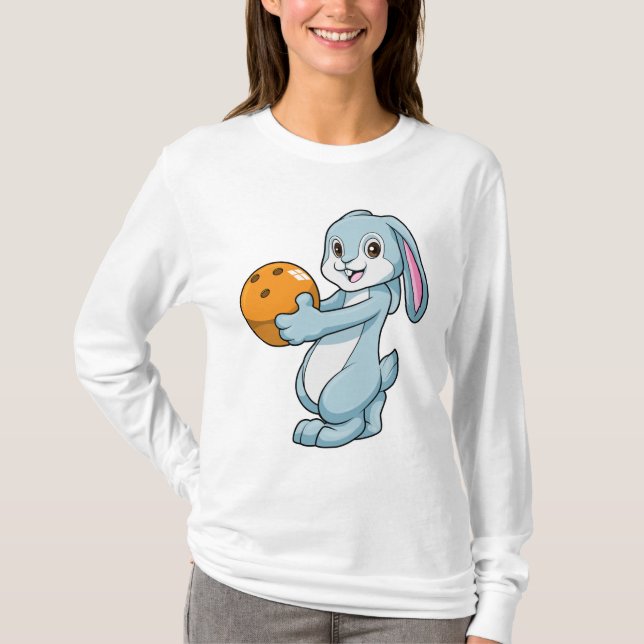 Kaninchen im Bowling mit Bowlingball T-Shirt (Vorderseite)