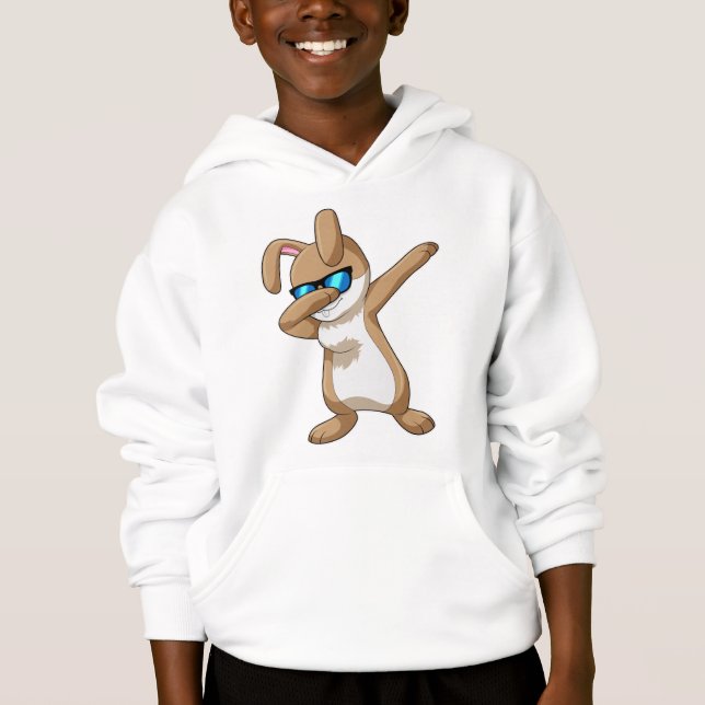 Kaninchen im Hip Hop Dance Dab Hoodie (Vorderseite)