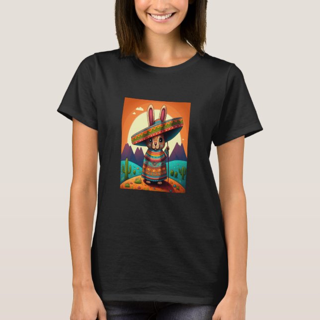 Kaninchen im Jahr der mexikanischen Kostüme T-Shirt (Vorderseite)