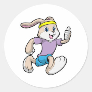 Kaninchen im Joggen mit Headband Runder Aufkleber