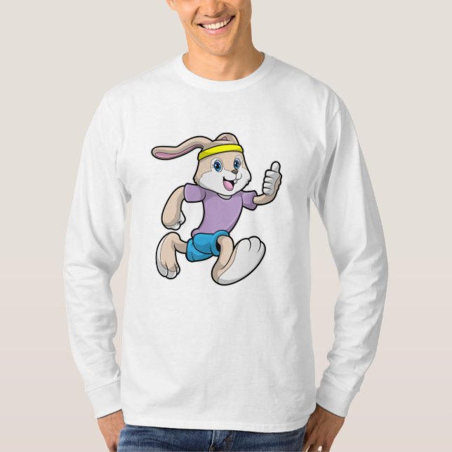 Kaninchen im Joggen mit Headband T-Shirt (Vorderseite)