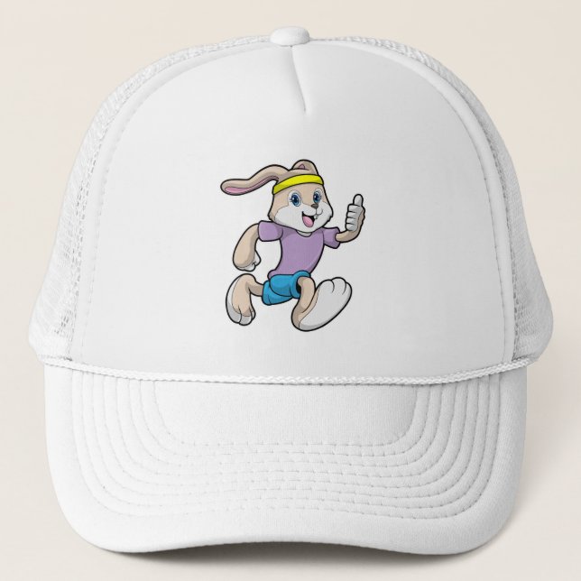 Kaninchen im Joggen mit Headband Truckerkappe (Vorderseite)