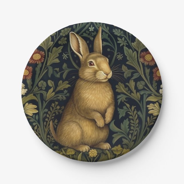 Kaninchen im Jugendstil des Waldes Pappteller (Vorderseite)