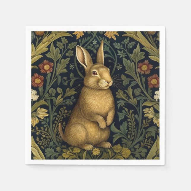 Kaninchen im Jugendstil des Waldes Serviette (Vorderseite)