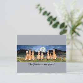 Kaninchen im Mond Whimsical Watercolor Art Postkarte