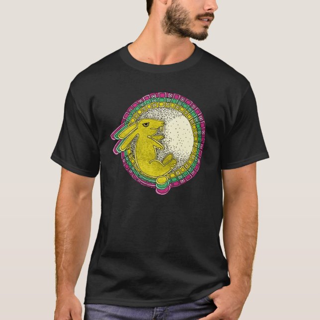 Kaninchen im Mondhirt (rosa/grün/gelb) T-Shirt (Vorderseite)