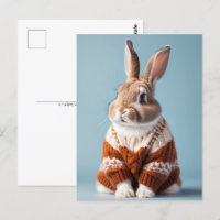 Kaninchen im Pullover, Postüberquerung Postkarte