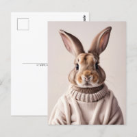 Kaninchen im Pullover, Postüberquerung Postkarte