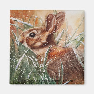 Kaninchen im Schnee-Kühlschrankmagnet Magnet