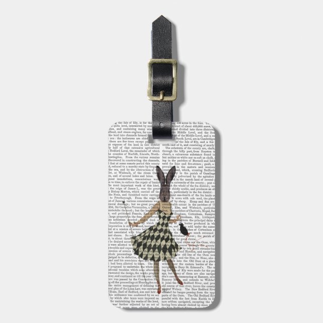 Kaninchen im Schwarz-weißen Kleid Gepäckanhänger (Vorderseite vertikal)