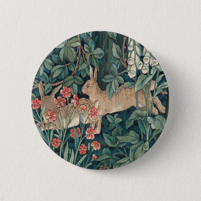 Kaninchen im Wald - William Morris Button (Vorderseite)