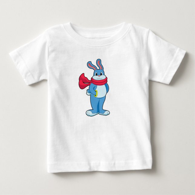 Kaninchen im Winter mit Scarf Baby T-shirt (Vorderseite)