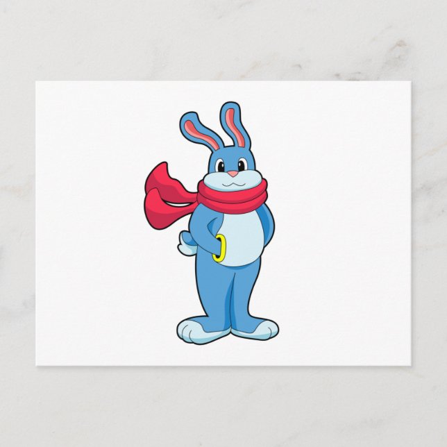 Kaninchen im Winter mit Scarf Postkarte (Vorderseite)