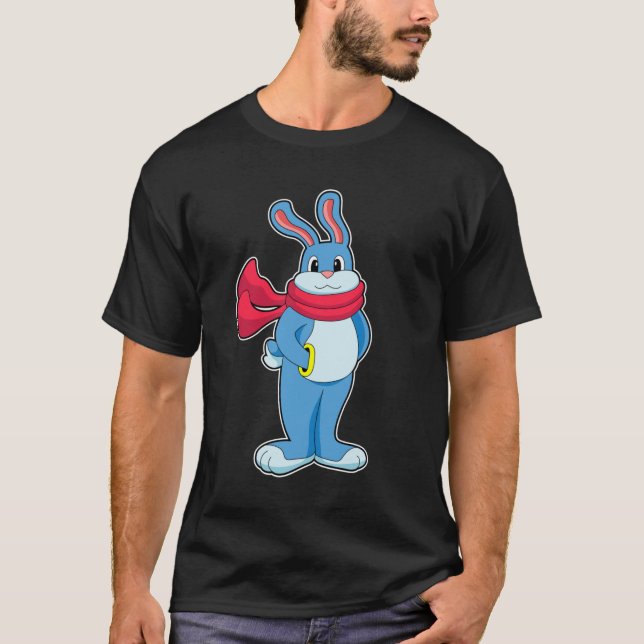 Kaninchen im Winter mit Scarf T-Shirt (Vorderseite)
