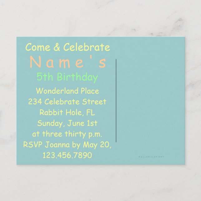 Kaninchen in Alice im Wunderland ~ Postkarte (Vorderseite)