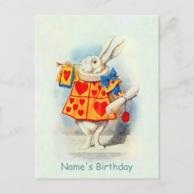 Kaninchen in Alice im Wunderland ~Postkarte / Einl Einladungspostkarte (Vorderseite)