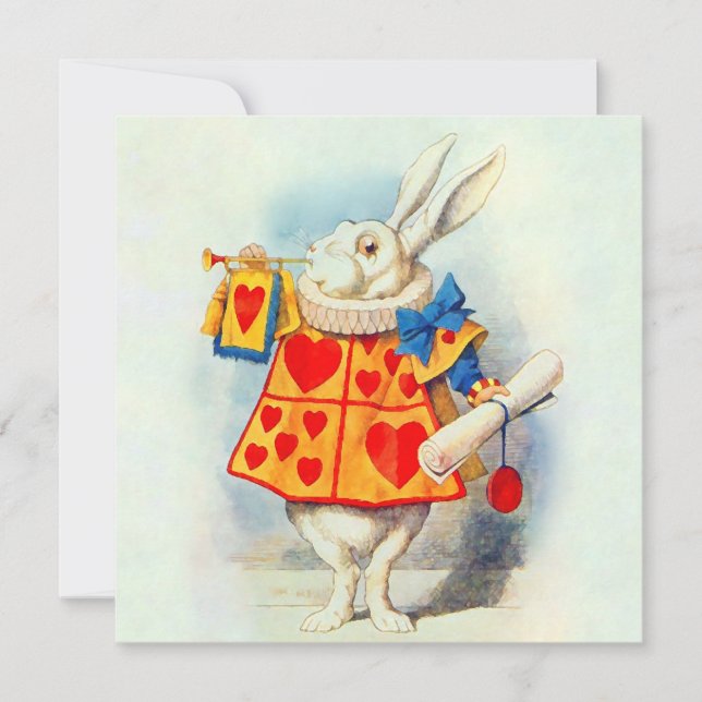 Kaninchen in Alice Wonderland ~ Einladung (Vorderseite)
