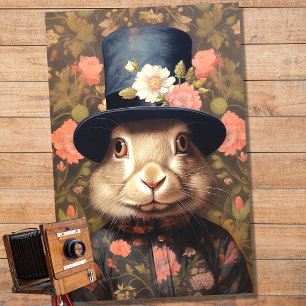 Kaninchen in Anzug und Hut 4 Decoupage Paper Seidenpapier