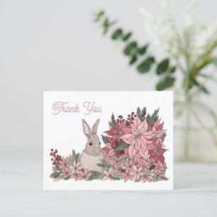 Kaninchen in Blumen Danke Postkarte