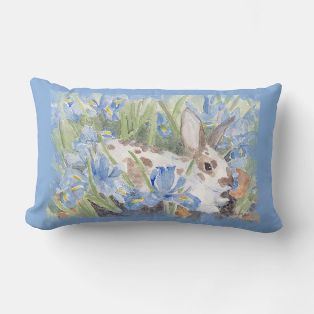 Kaninchen in der blauen niederländischen Iris Lendenkissen (Vorderseite)