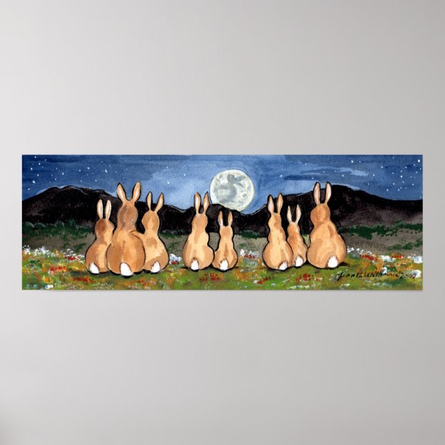 Kaninchen in der Moon Bunny Family Moon Poster Nav (Vorne)