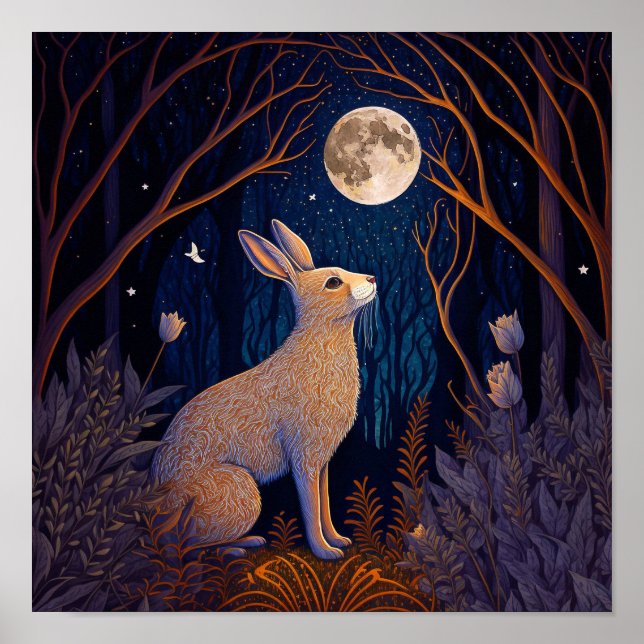 Kaninchen in der Nacht Poster (Vorne)