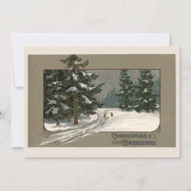 Kaninchen in der Weihnachtsszene Grußkarte (Vorderseite)