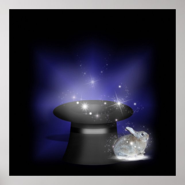 Kaninchen in der Zauberhut Poster (Vorne)