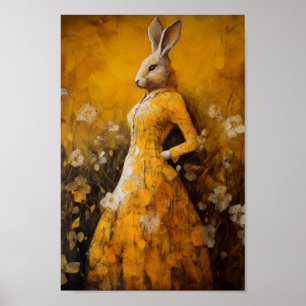 Kaninchen in einem gelben Kleid Poster