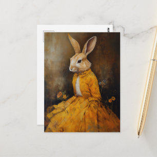 Kaninchen in einem gelben Kleid Postkarte