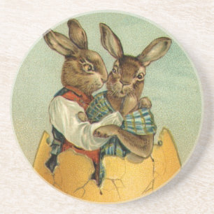 Kaninchen in einem goldenen Ei, vintage viktoriani Sandstein Untersetzer