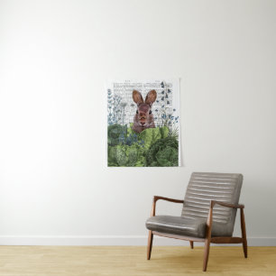 Kaninchen in einem Kohl-Patch Wandteppich