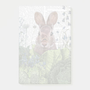 Kaninchen in einem Kohl-Pflaster Post-it Klebezettel