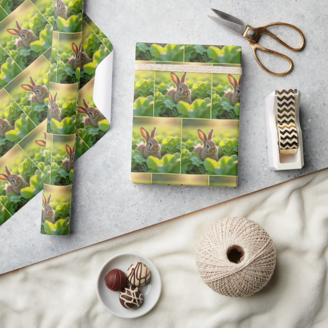 Kaninchen in einem Salatgarten Geschenkpapier (Kunsthandwerk)