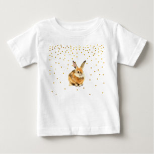 Kaninchen in einer Dusche Golden Polka Dots Baby T-shirt