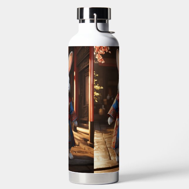 "Kaninchen in einer Flasche: Eine Whimsikinszene" Trinkflasche (links)